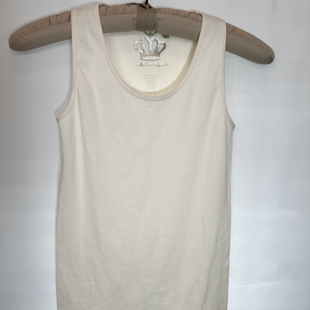 Love &Charm Womens Size OS Tank Top Tee T Shirt Ribbed Stretchy Sleeveless Cream